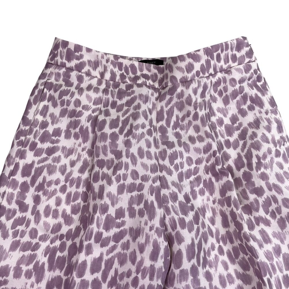 J.Crew Womens Purple Animal Print Linen Blend Pants SRelaxed Fit Long Size 6T - Picture 3 of 11